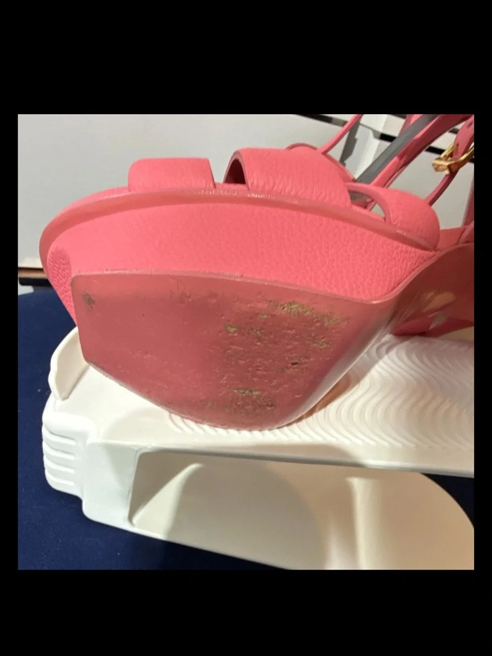Yves Saint Laurent Tribute Pink Leather Platform Sandals